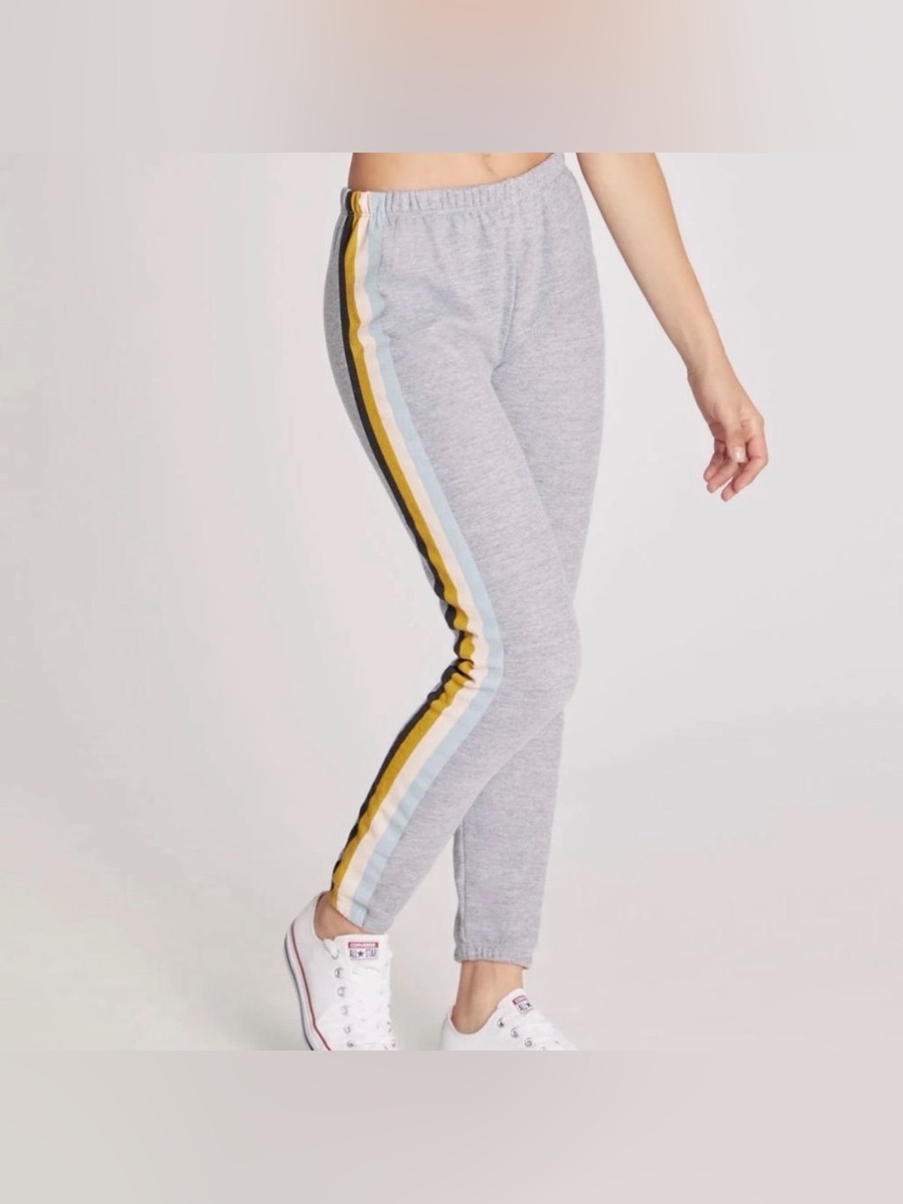 Wildfox Gray Joggers with Retro Side Stripes